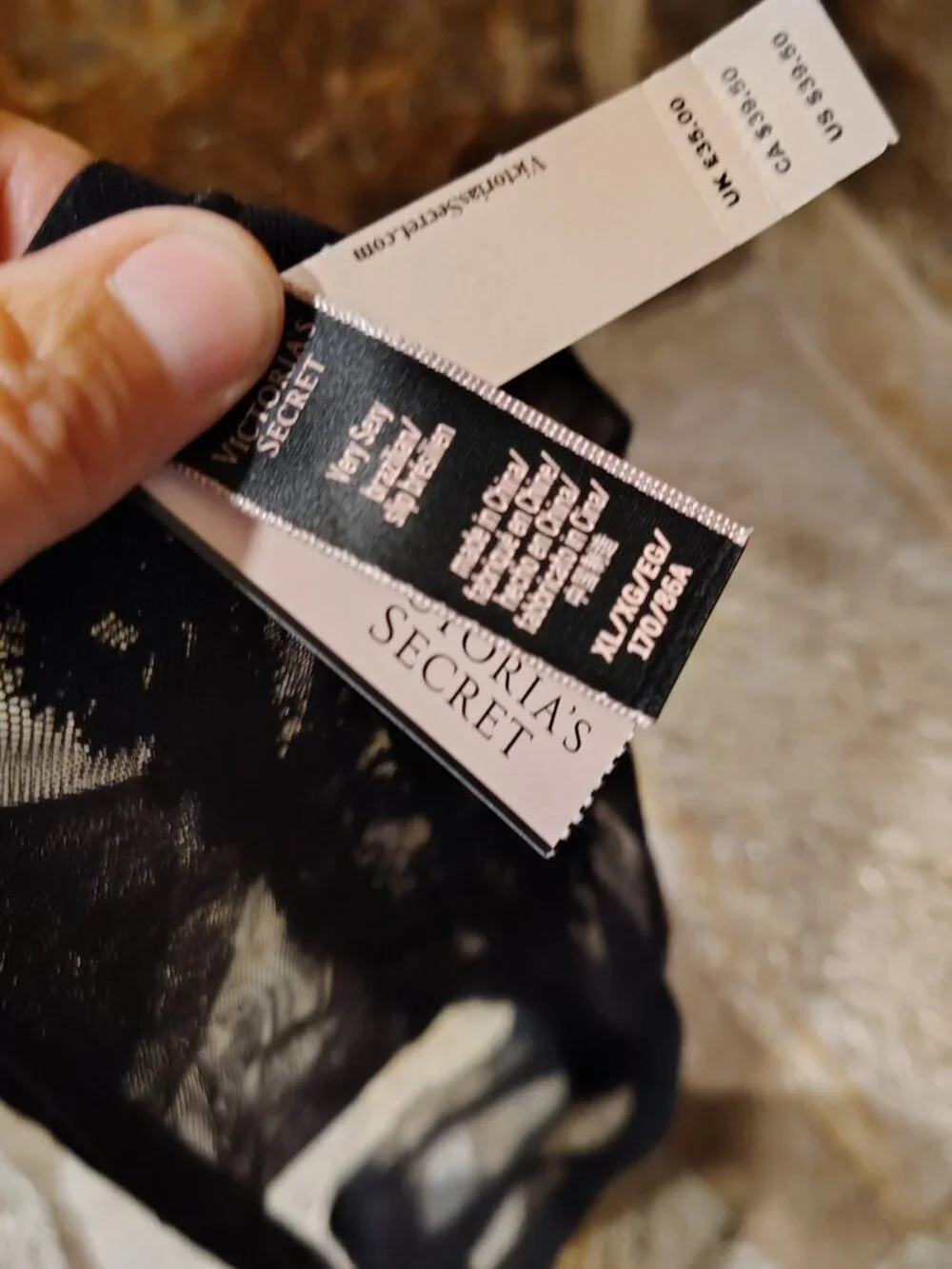 Victoria's Secret Very Sexy Brazilian Velvet Trim Black Panties Size XL